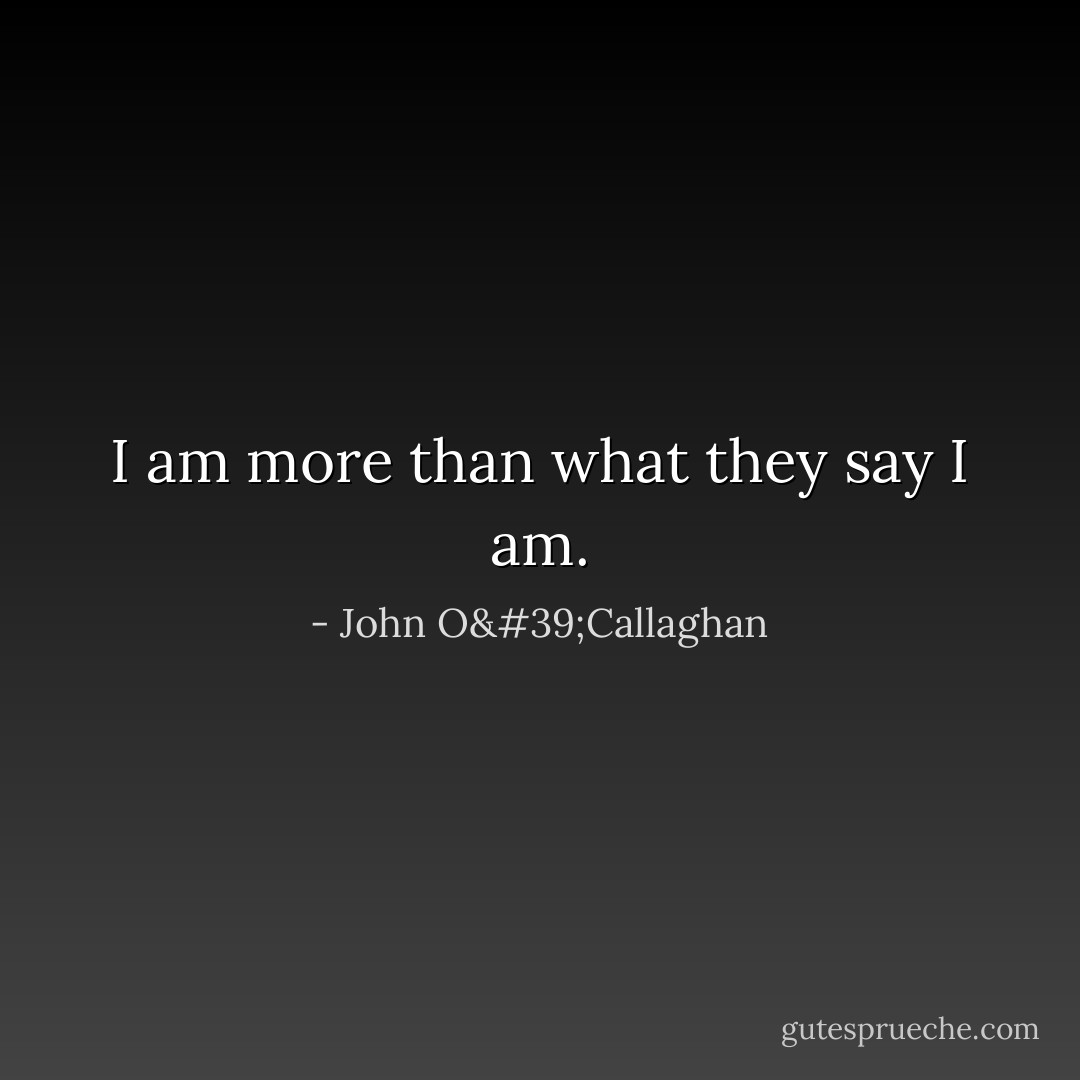 I am more than what they say I am. - John O'Callaghan