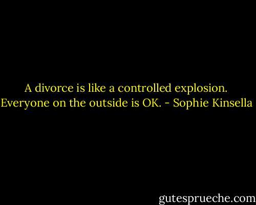 A divorce is like a controlled explosion. Everyone on the outside is OK. - Sophie Kinsella