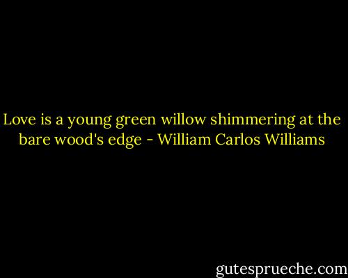 Love is a young green willow shimmering at the bare wood's edge - William Carlos Williams