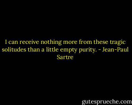 I can receive nothing more from these tragic solitudes than a little empty purity. - Jean-Paul Sartre