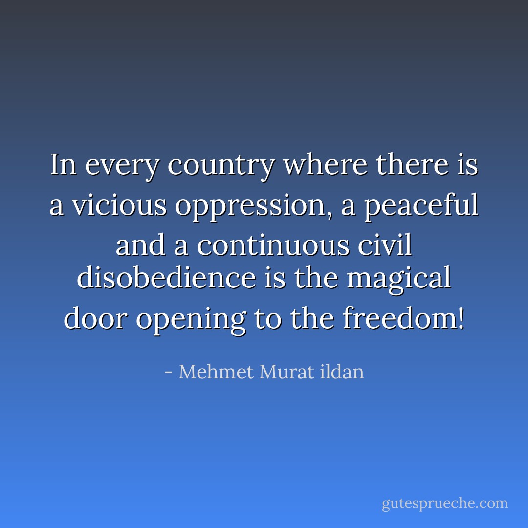 In every country where there is a vicious oppression, a peaceful and a continuous civil disobedience is the magical door opening to the freedom! - Mehmet Murat ildan