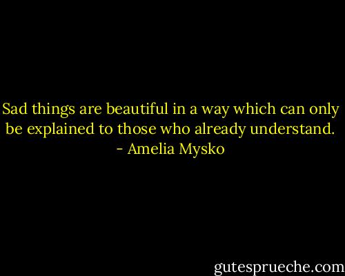 Sad things are beautiful in a way which can only be explained to those who already understand. - Amelia Mysko