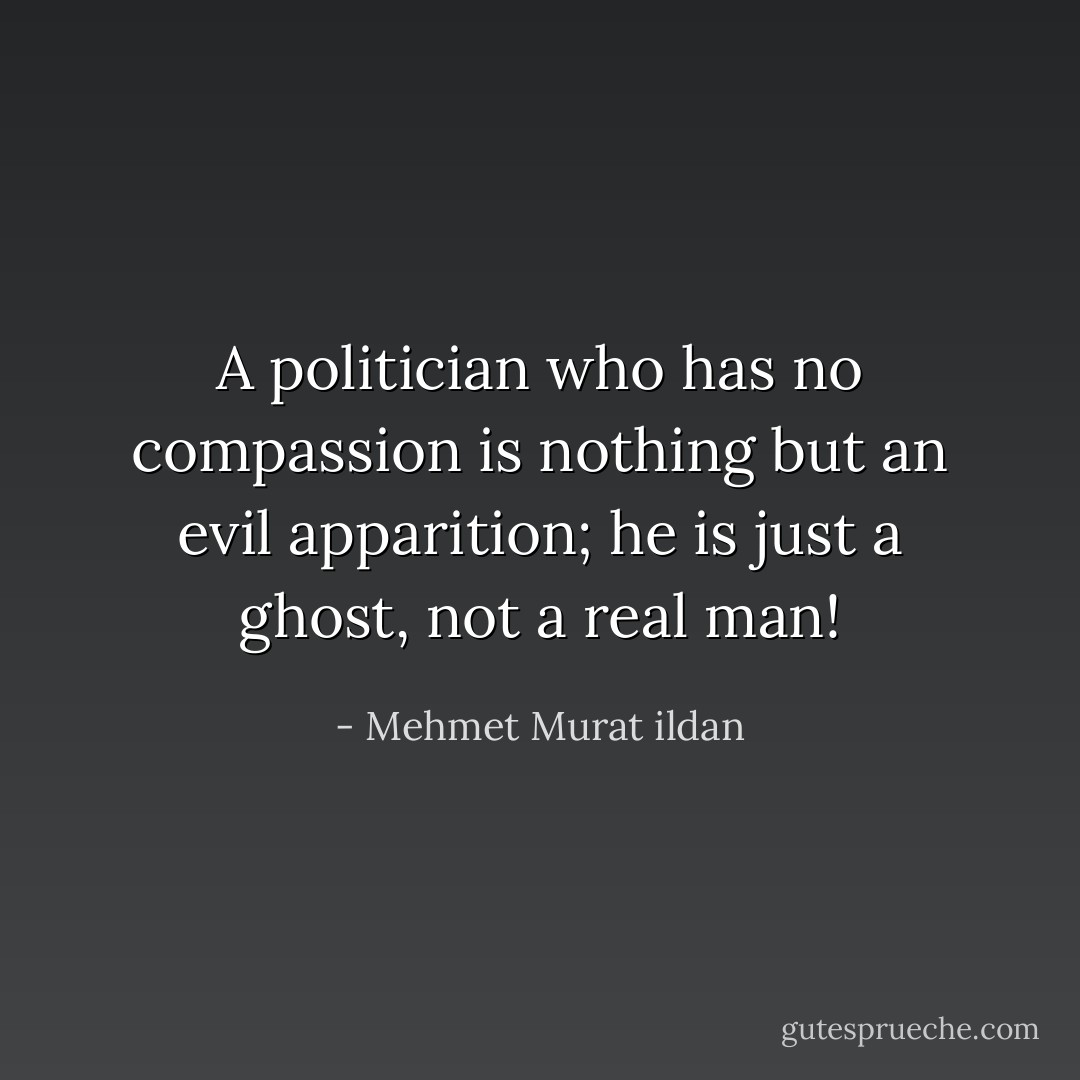 A politician who has no compassion is nothing but an evil apparition; he is just a ghost, not a real man! - Mehmet Murat ildan