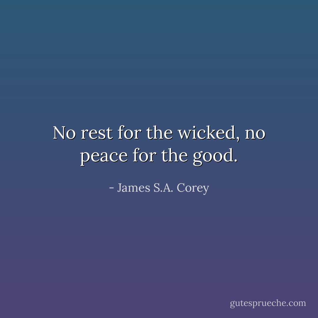 No rest for the wicked, no peace for the good. - James S.A. Corey