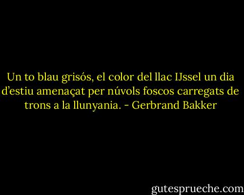 Un to blau grisós, el color del llac IJssel un dia d’estiu amenaçat per núvols foscos carregats de trons a la llunyania. - Gerbrand Bakker