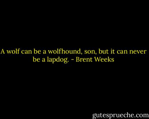 A wolf can be a wolfhound, son, but it can never be a lapdog. - Brent Weeks