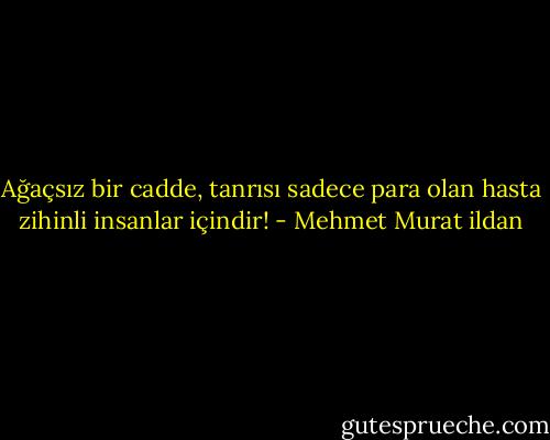 Ağaçsız bir cadde, tanrısı sadece para olan hasta zihinli insanlar içindir! - Mehmet Murat ildan