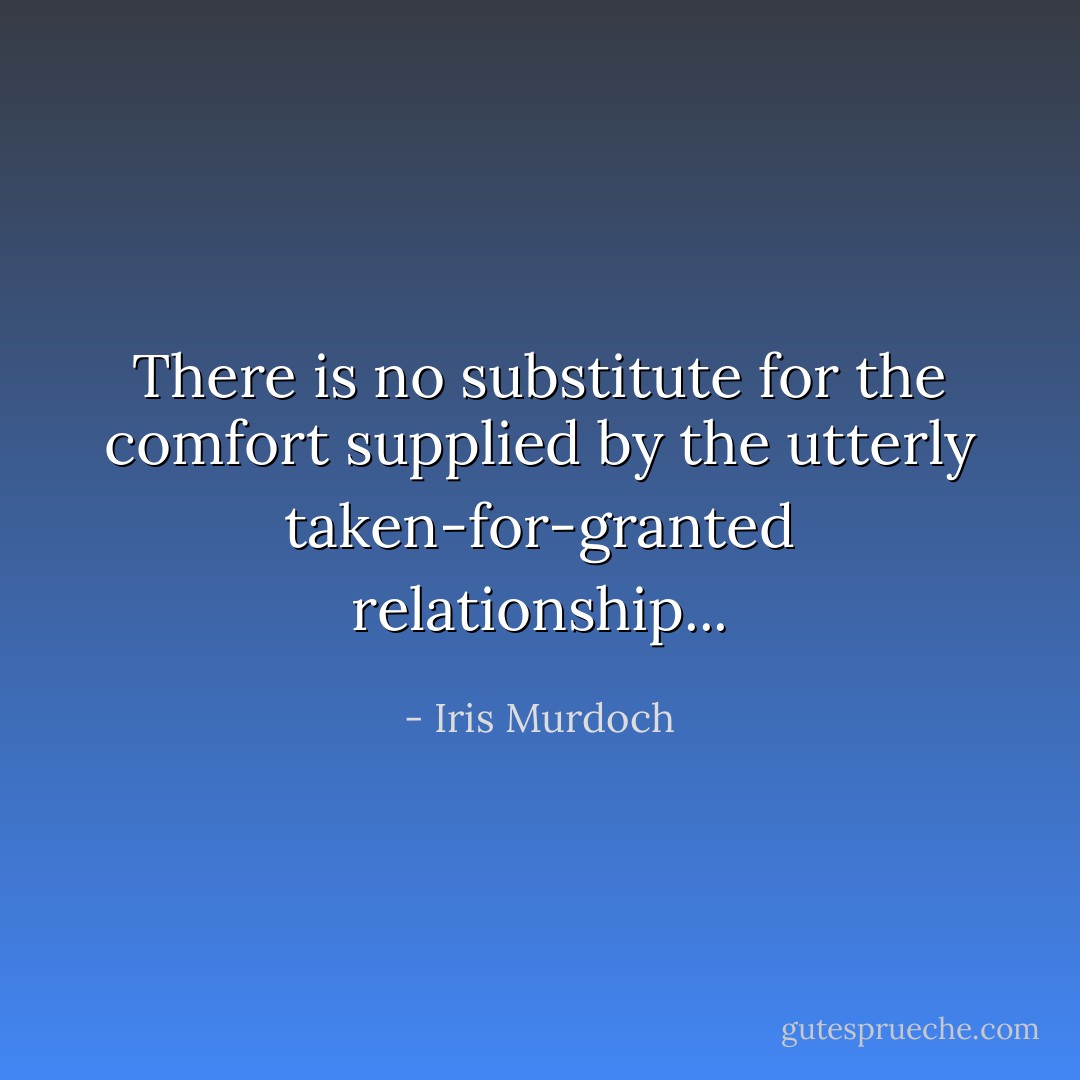 There is no substitute for the comfort supplied by the utterly taken-for-granted relationship... - Iris Murdoch