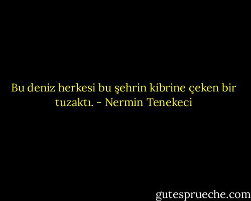 Bu deniz herkesi bu şehrin kibrine çeken bir tuzaktı. - Nermin Tenekeci