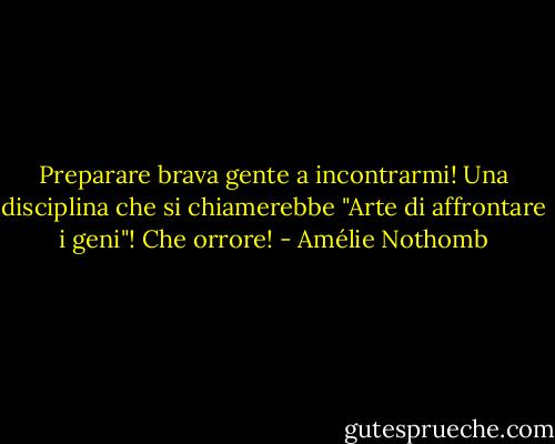 Preparare brava gente a incontrarmi! Una disciplina che si chiamerebbe "Arte di affrontare i geni"! Che orrore! - Amélie Nothomb