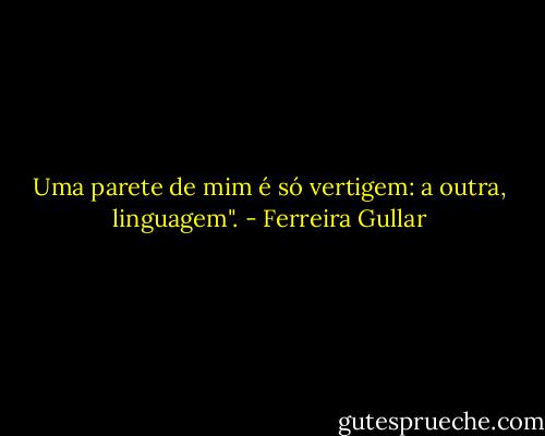 Uma parete de mim é só vertigem: a outra, linguagem". - Ferreira Gullar