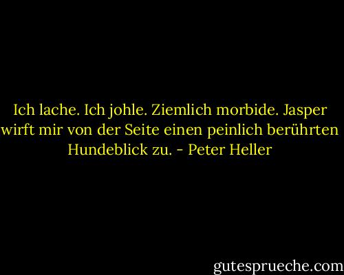 Ich lache. Ich johle. Ziemlich morbide. Jasper wirft mir von der Seite einen peinlich berührten Hundeblick zu. - Peter Heller