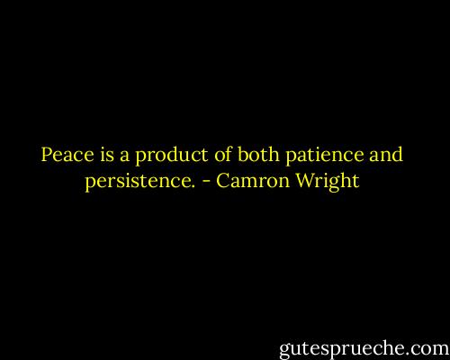 Peace is a product of both patience and persistence. - Camron Wright