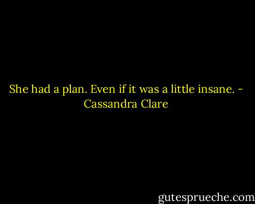She had a plan. Even if it was a little insane. - Cassandra Clare