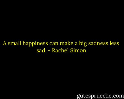 A small happiness can make a big sadness less sad. - Rachel Simon
