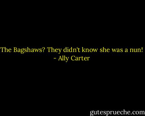 The Bagshaws?<br />They didn't know she was a nun! - Ally Carter