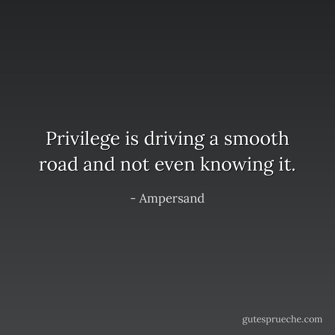 Privilege is driving a smooth road and not even knowing it. - Ampersand