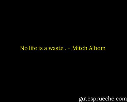 No life is a waste . - Mitch Albom