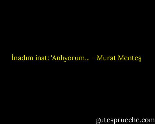İnadım inat: 'Anlıyorum... - Murat Menteş