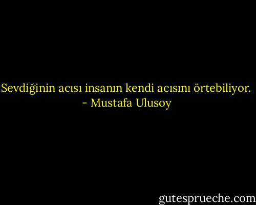 Sevdiğinin acısı insanın kendi acısını örtebiliyor. - Mustafa Ulusoy