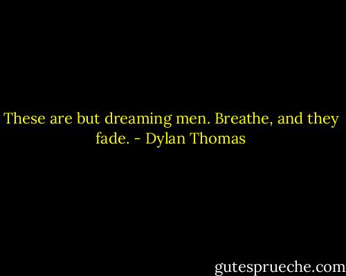 These are but dreaming men. Breathe, and they fade. - Dylan Thomas