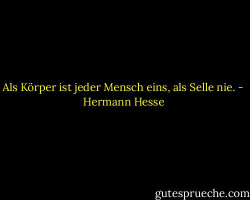 Als Körper ist jeder Mensch eins, als Selle nie. - Hermann Hesse