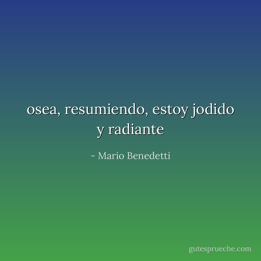 osea, resumiendo, estoy jodido y radiante - Mario Benedetti