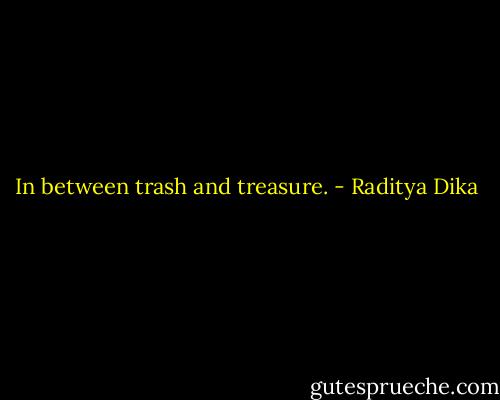 In between trash and treasure. - Raditya Dika