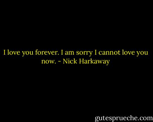 I love you forever. I am sorry I cannot love you now. - Nick Harkaway