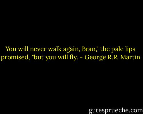 You will never walk again, Bran," the pale lips promised, "but you will fly. - George R.R. Martin