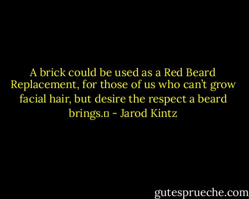 A brick could be used as a Red Beard Replacement, for those of us who can’t grow facial hair, but desire the respect a beard brings.  - Jarod Kintz