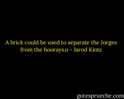 A brick could be used to separate the Jorges from the hoorays.  - Jarod Kintz