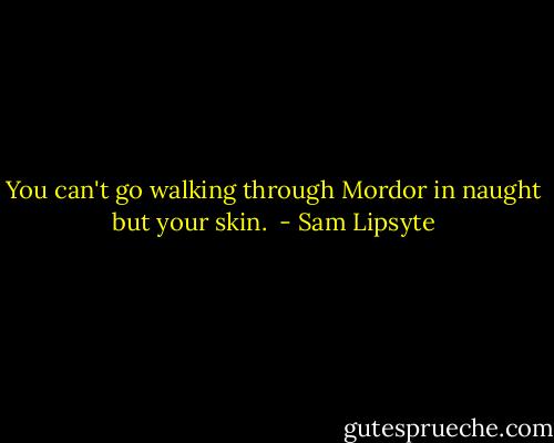 You can't go walking through Mordor in naught but your skin.  - Sam Lipsyte