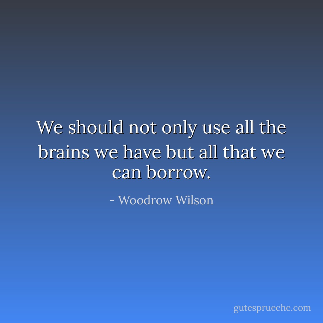 We should not only use all the brains we have but all that we can borrow. - Woodrow Wilson
