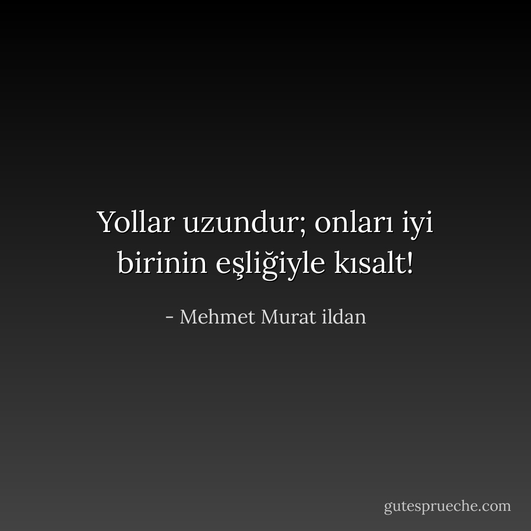 Yollar uzundur; onları iyi birinin eşliğiyle kısalt! - Mehmet Murat ildan
