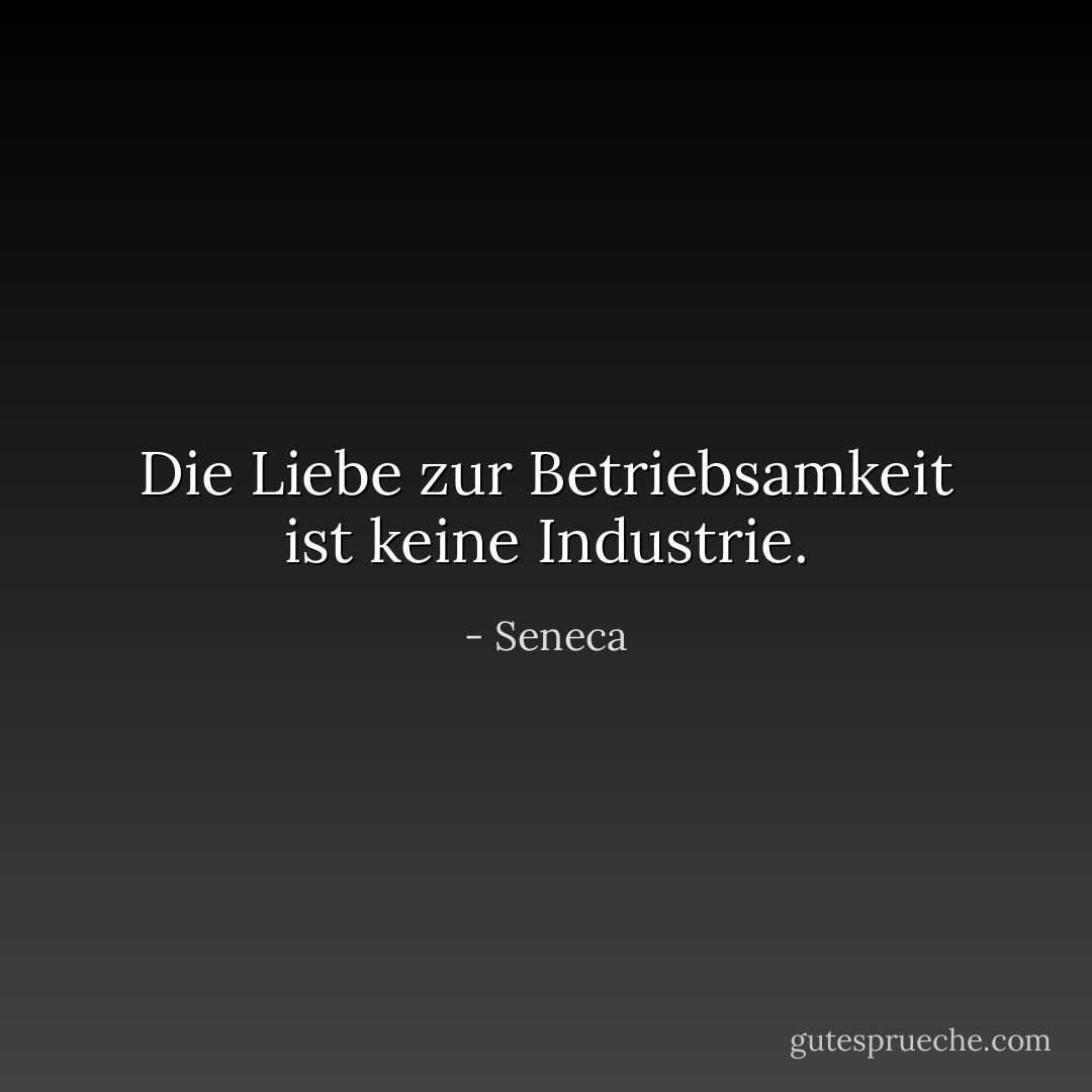Die Liebe zur Betriebsamkeit ist keine Industrie. - Seneca<