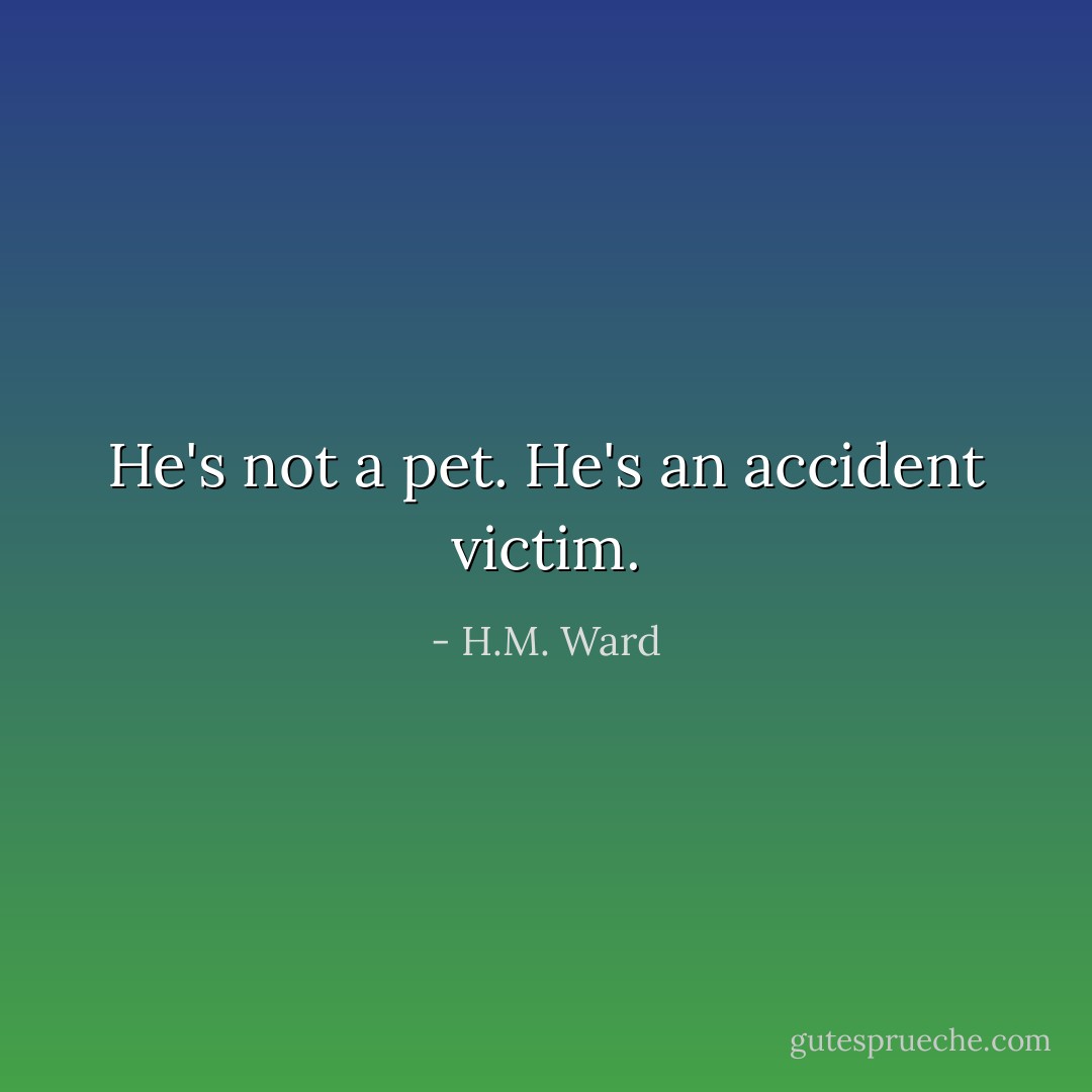 He's not a pet. He's an accident victim. - H.M. Ward