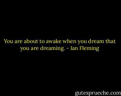 You are about to awake when you dream that you are dreaming. - Ian Fleming