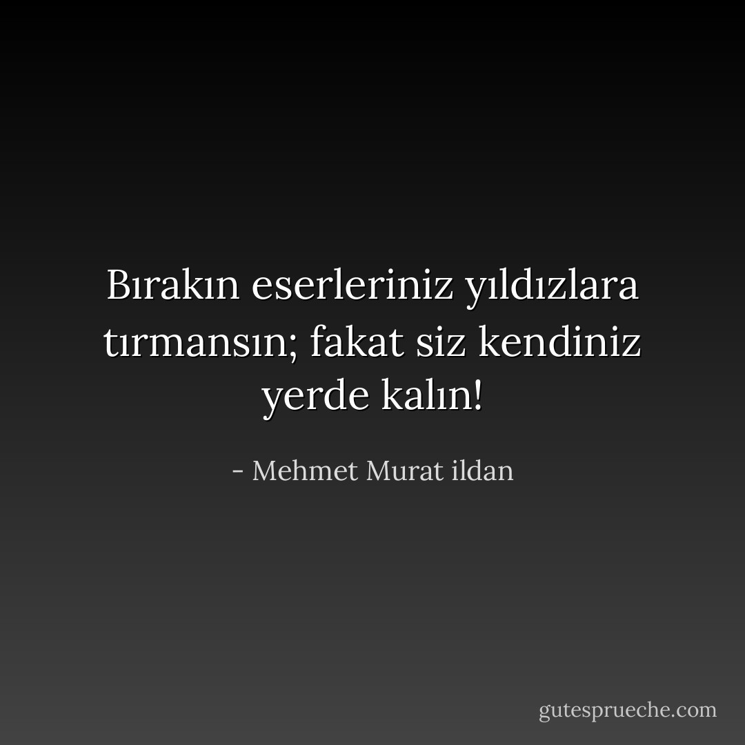 Bırakın eserleriniz yıldızlara tırmansın; fakat siz kendiniz yerde kalın! - Mehmet Murat ildan