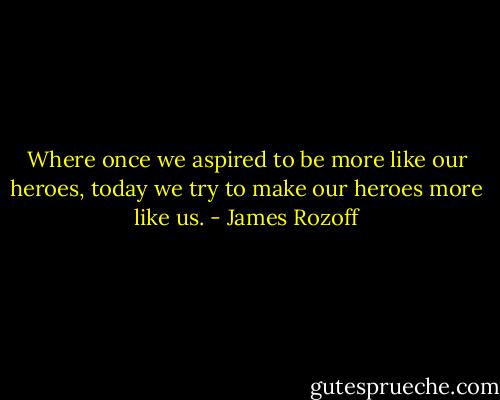Where once we aspired to be more like our heroes, today we try to make our heroes more like us. - James Rozoff