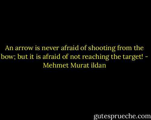 An arrow is never afraid of shooting from the bow; but it is afraid of not reaching the target! - Mehmet Murat ildan