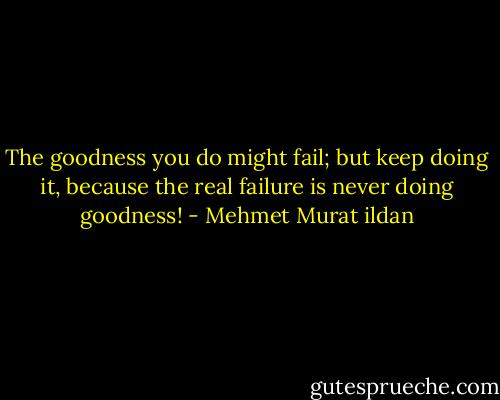 The goodness you do might fail; but keep doing it, because the real failure is never doing goodness! - Mehmet Murat ildan