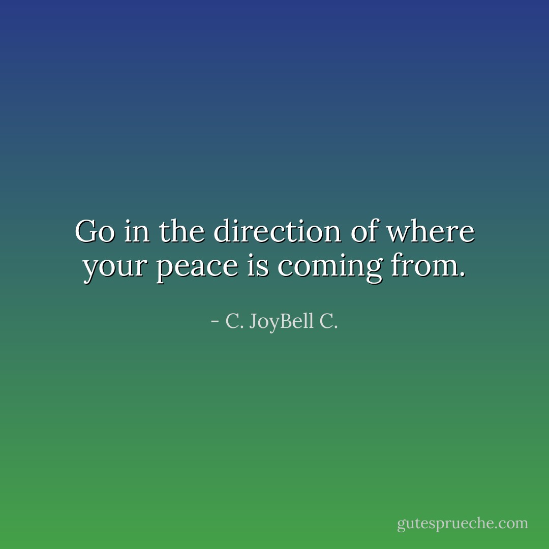 Go in the direction of where your peace is coming from. - C. JoyBell C.