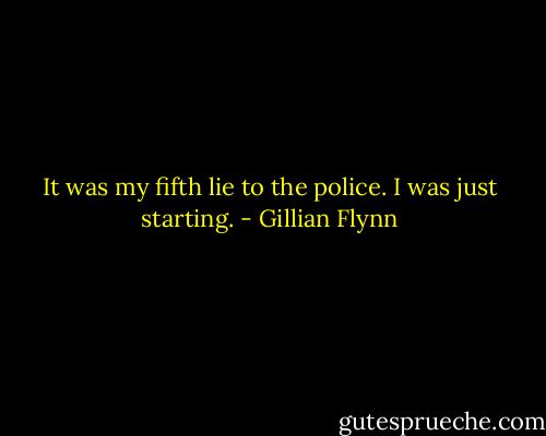 It was my fifth lie to the police. I was just starting. - Gillian Flynn