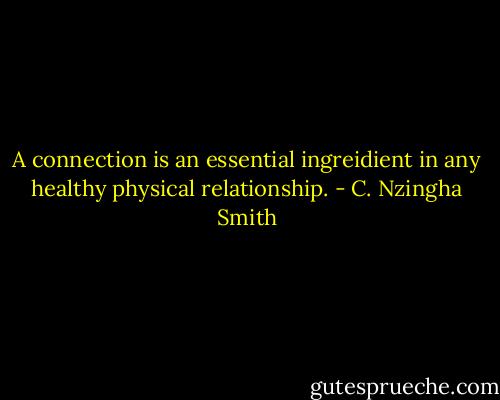 A connection is an essential ingreidient in any healthy physical relationship. - C. Nzingha Smith