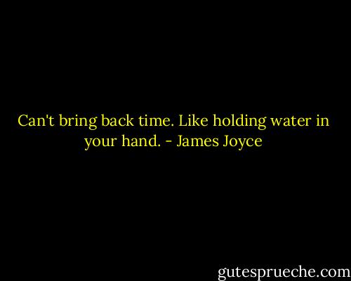 Can't bring back time. Like holding water in your hand. - James Joyce