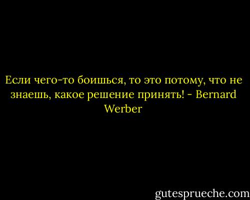 Если чего-то боишься, то это потому, что не знаешь, какое решение принять! - Bernard Werber