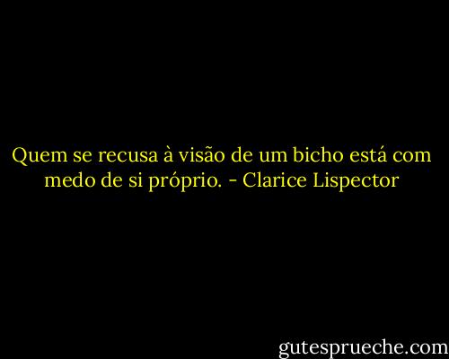 Quem se recusa à visão de um bicho está com medo de si próprio. - Clarice Lispector