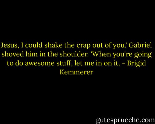 Jesus, I could shake the crap out of you.' Gabriel shoved him in the shoulder. 'When you're going to do awesome stuff, let me in on it. - Brigid Kemmerer