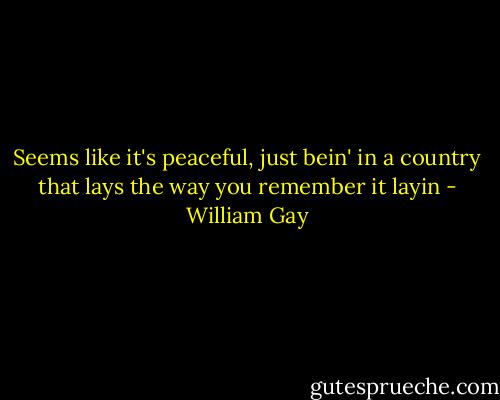 Seems like it's peaceful, just bein' in a country that lays the way you remember it layin - William Gay
